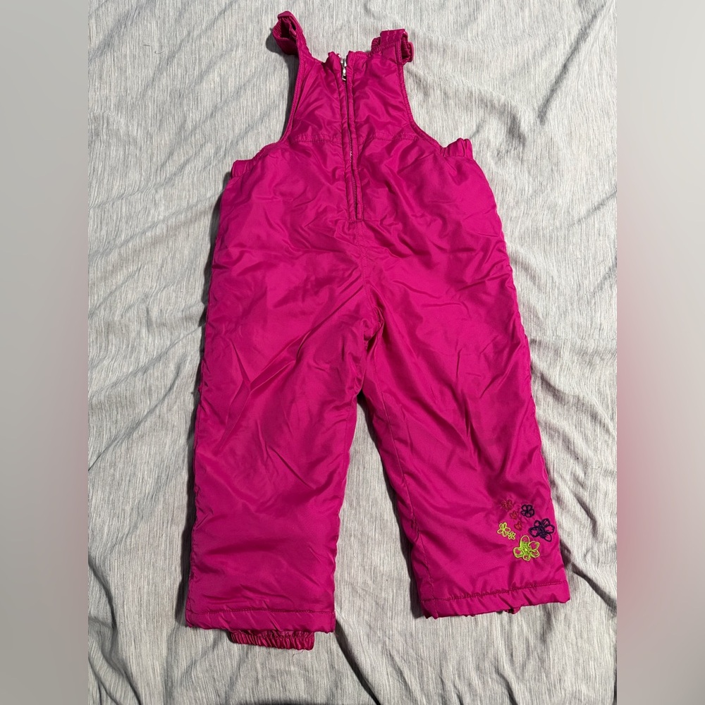 Pacific Trail Pink Kids Overalls with Floral Accents